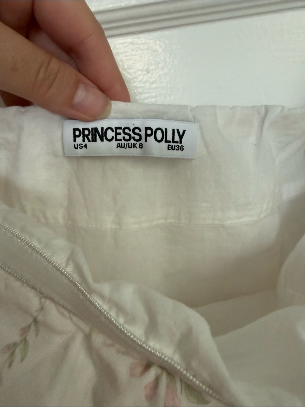 Princess Polly Romantic Boho Coquette Floral Strapless Dress with Blue Trim Sz 4 - Picture 2 of 13